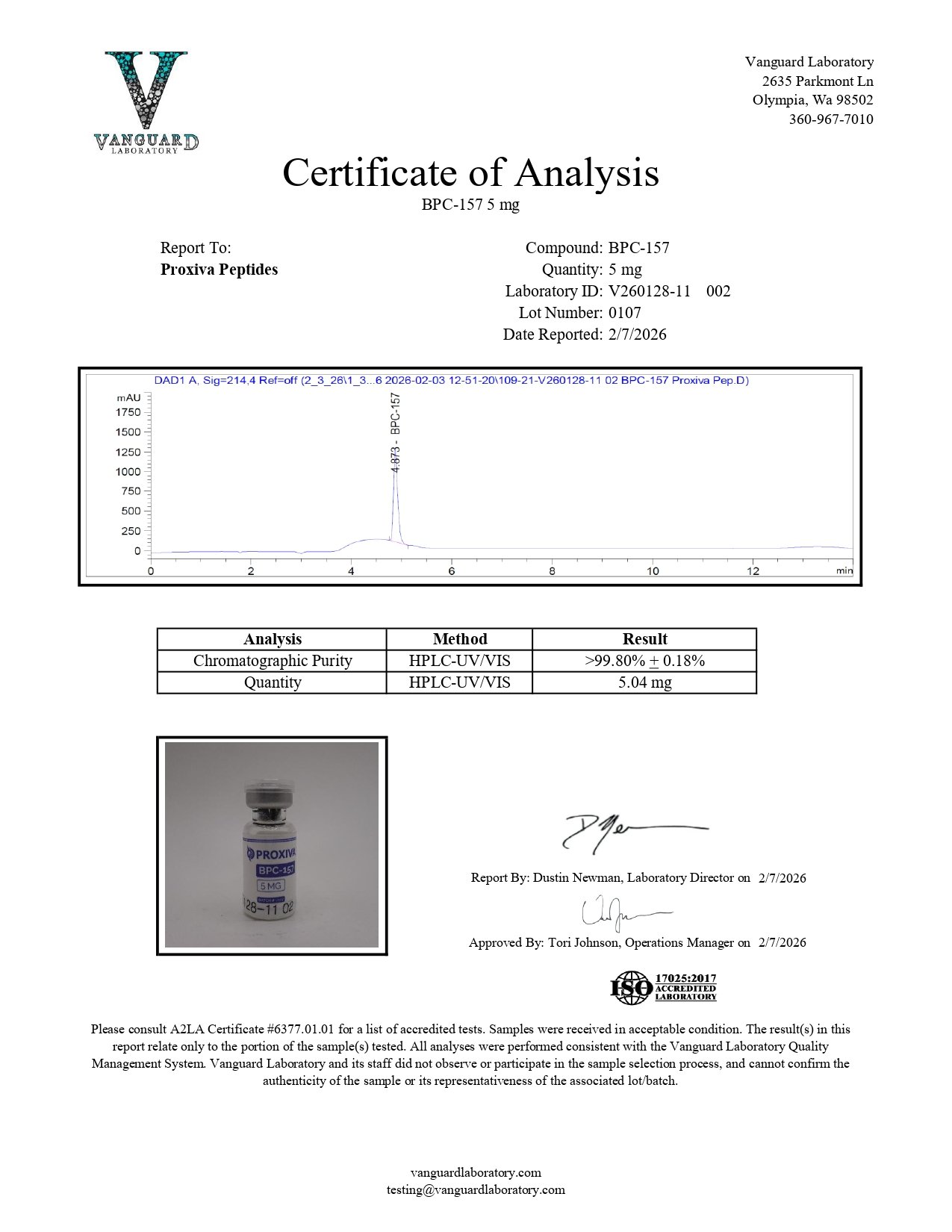 BPC-157 COA BPC-157 Certificate of Analysis
